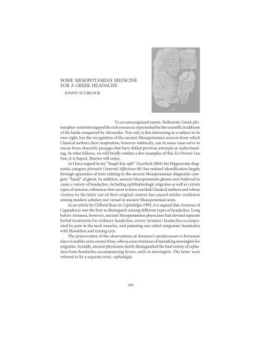 Some Mesopotamian Medicine for a Greek Headache