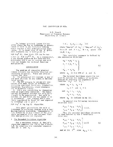 Fast computation of GCDs using Schoenhage