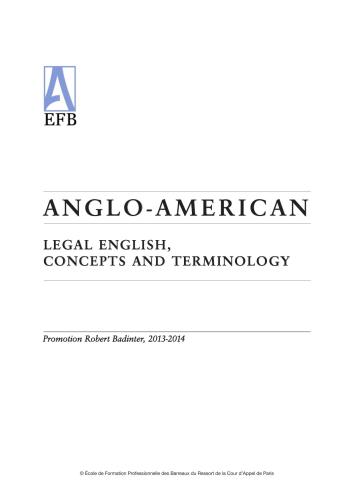 Anglo-American Legal English, Concepts and Terminology