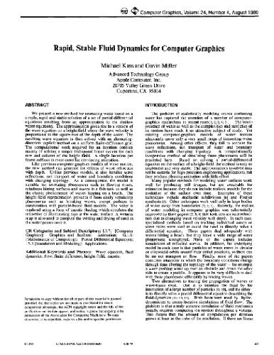 Rapid computer graphics simulation of fluid dynamics