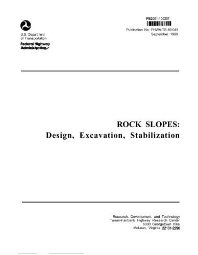 Rock Slopes: Design, Excavation, Stabilization