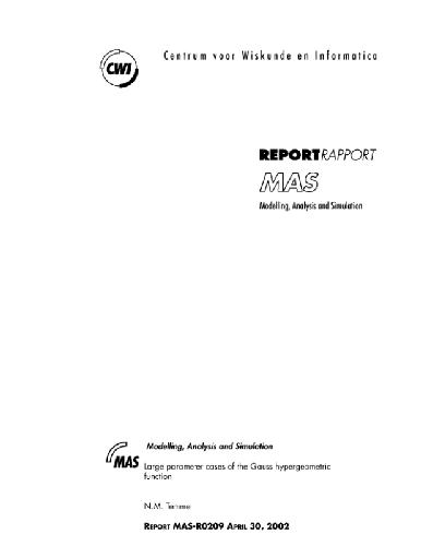 Hypergeometric function with large parameters