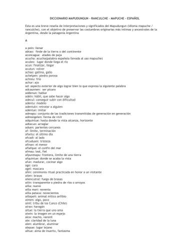 Diccionario Mapudungun - Ranculche - Mapuche - Español