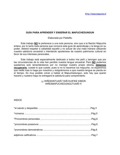 Paillafilu - Guía Para Aprender Y Enseñar El Mapuchedungun