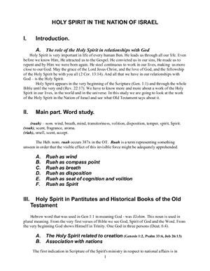 Holy Spirit in the Nation of Israel