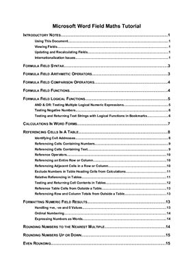 Microsoft Word Field Maths Tutorial