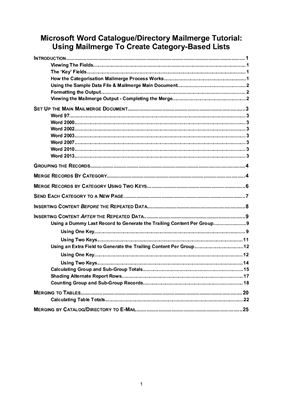 Microsoft Word Catalogue / Directory Mailmerge Tutorial
