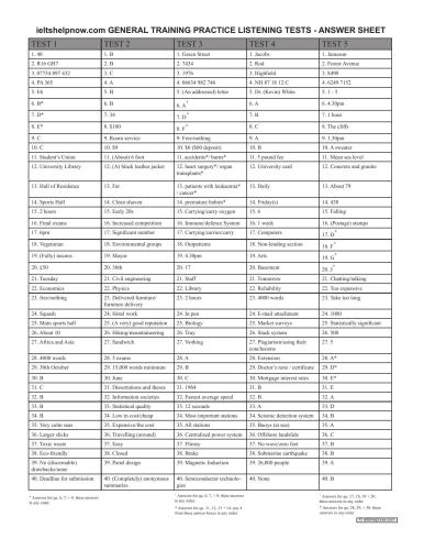 IELTS General Training Module Practice Test Answers, Listening Part