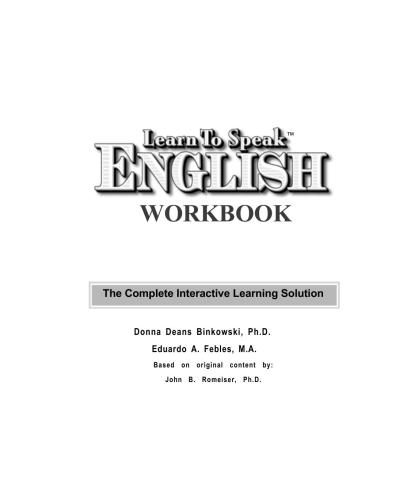 Learn To Speak English. Workbook