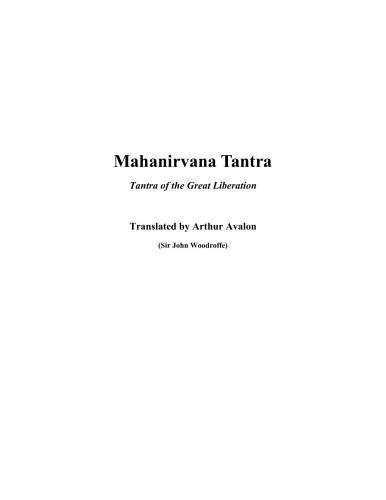 Mahanirvana Tantra: Tantra of the Great Liberation