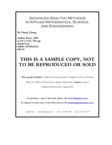 Advanced Analytic Methods in Applied Mathematics, Science, and Engineering