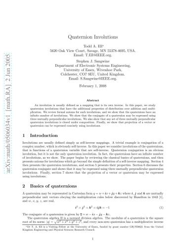 Quaternion Involutions