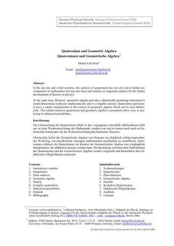 Quaternions and Geometric Algebra