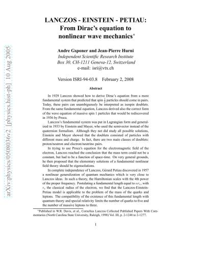 Lanczos - Einstein - Petiau: From Dirac's equation to nonlinear wave mechanics
