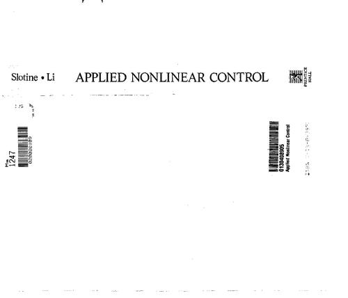 Applied Nonlinear Control, New Jersey, Prentice Hall, 1991, 476 p