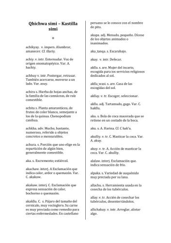 Quechua Sureño: Diccionario unificado quechua-castellano, castellano-quechua