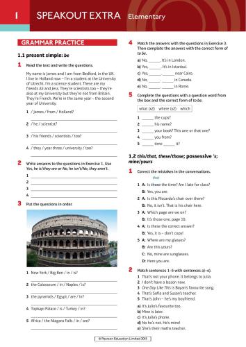 SpeakOut Elementary Grammar Practice