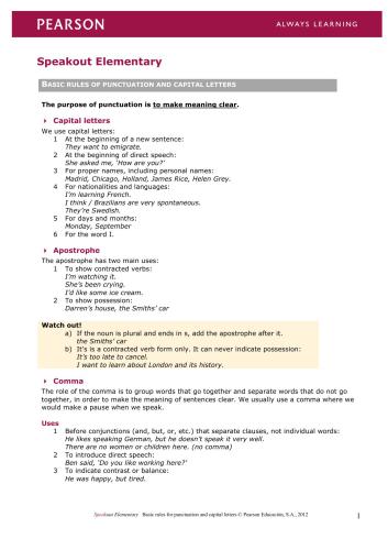 SpeakOut Elementary Punctuation