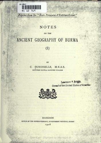 Notes on the Ancient Geography of Burma