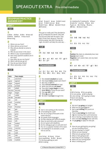 SpeakOut Pre-Intermediate Grammar Practice Extra