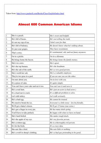 600 Most Common American Idioms