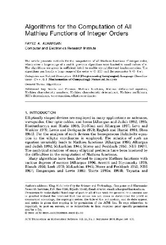 Computation of Mathieu functions of integer order