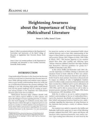 Heightening Awarness about the Importance of Using Multicultural Literature