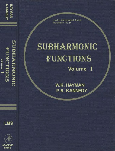 Subharmonic Functions, Vol. 1