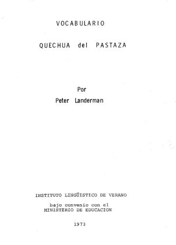 Vocabulario quechua del Pastaza