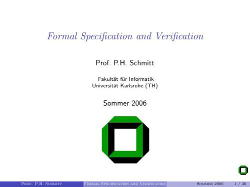 Formal Specification and Verification