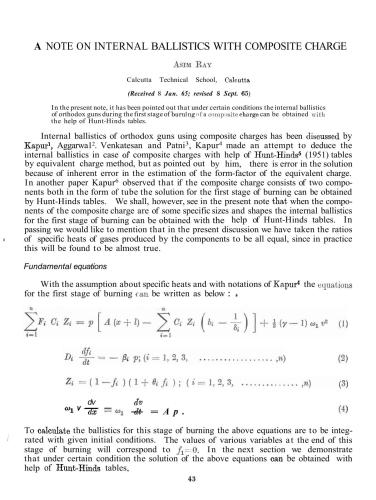Note on internal ballistics with composite charge
