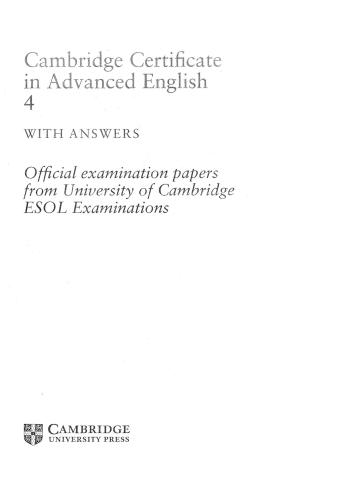 Cambridge Certificate in Advanced English 4 for updated exam Self-study Pack