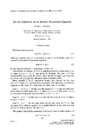 On the solutions of an Abelian functional equation