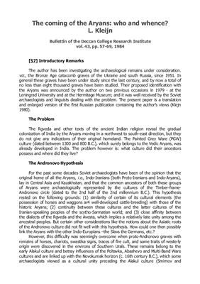 The coming of the Aryans: who and whence?