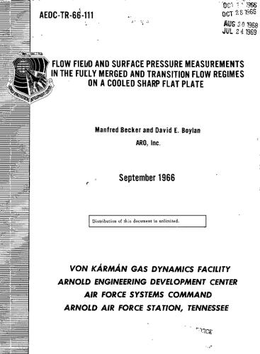 Flow Field and Surface Pressure Measurements in the Fully Merged and Transition Flow Regimes on a Cooled Sharp Flat Plate