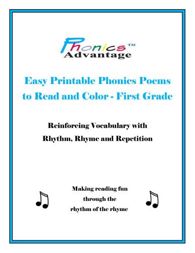 Phonics Advantage. Easy Printable Phonics Poems to Read and Color. First Grade