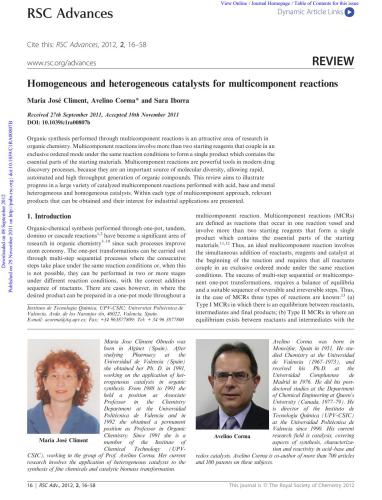 Homogeneous and heterogeneous catalysts for multicomponent reactions