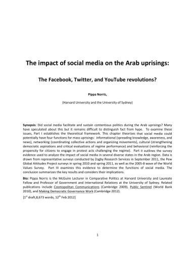 The impact of social media on the Arab uprisings: The Facebook, Twitter, and YouTube revolutions?