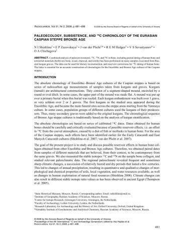 Paleoecology, Subsistence and 14C Chronology of the Eurasian Caspian Steppe Bronze Age