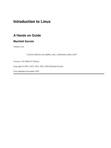 Introduction to Linux: A Hands on Guide