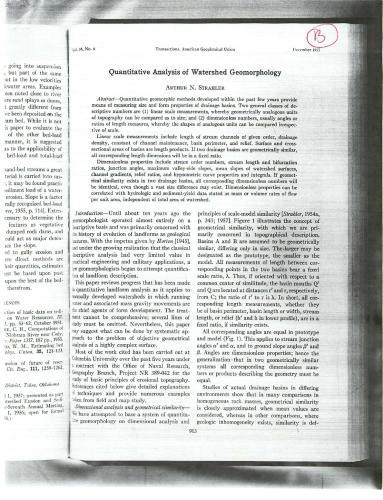 Quantitative Analysis of Watershed Geomorphology