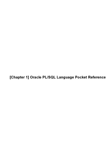 Oracle PL/SQL Language Pocket Reference