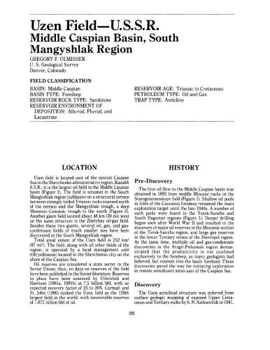 Ulmishek, Uzen Field-U.S.S.R. Middle Caspian Basin, South Mangyshlak Region