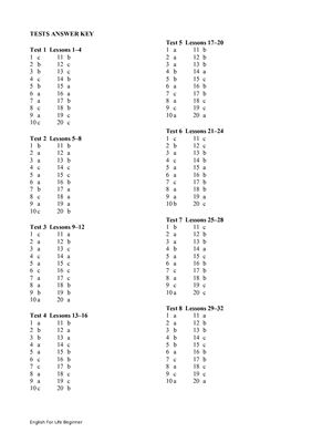 English for Life. Beginner. Tests