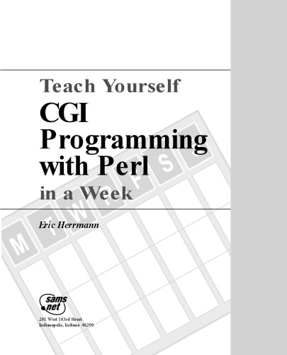 Teach Yourself Cgi Programming With Perl in a Week