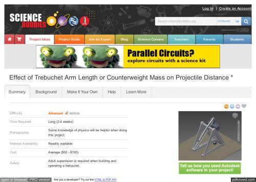 Effect of trebuchet arm length or counterweight mass on projectile distance
