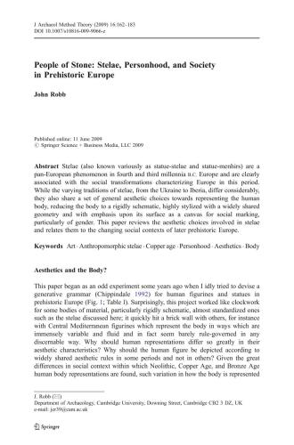 People of Stone: Stelae, Personhood, and Society in Prehistoric Europe