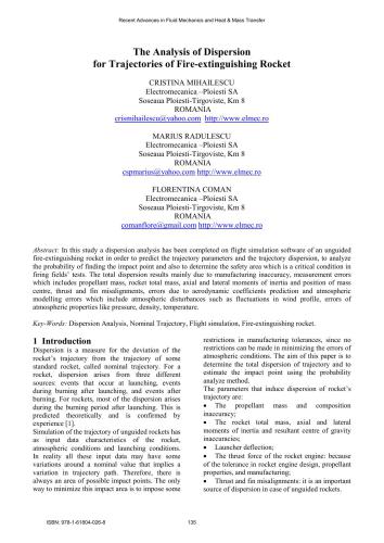 The analysis of dispersion for trajectories of fire-extinguishing rocket