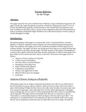 Exterior Ballistics