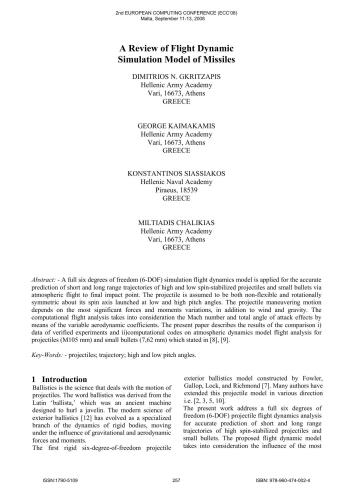 A review of flight dynamic simulation model of missiles